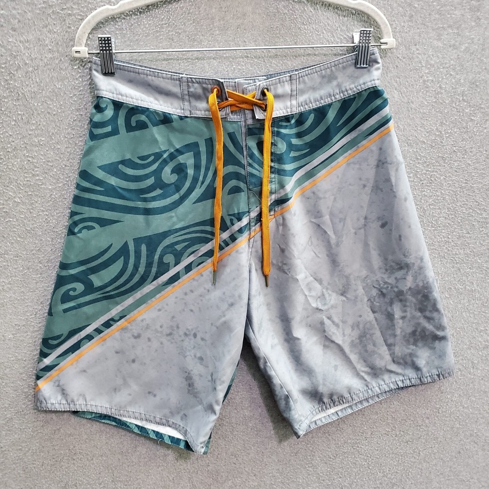 VINTAGE Crazy Shirts Men Swimwear Small Gray Board Shorts‎ Logo Drawstring